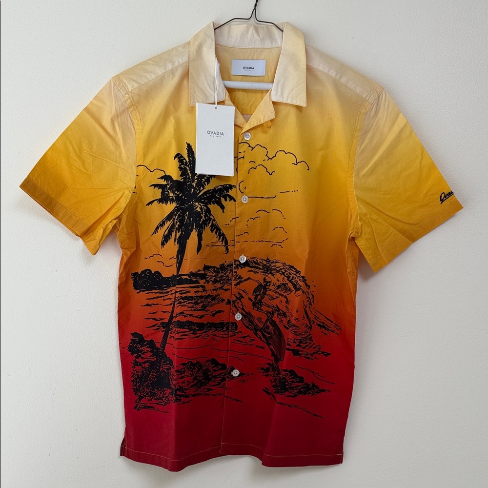 OVADIA Palm Tree Print Shirt